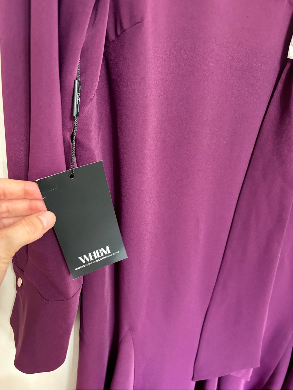 NEW WHBM Long Sleeve Tie Neck Godet Mini Dress in Rich Plum Purple - Size 12 - Picture 7 of 10